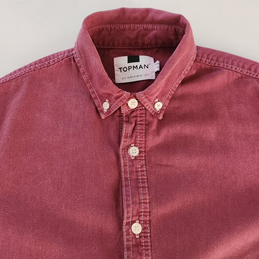 Topman burgundy Shortsleeve Button-down Shirt